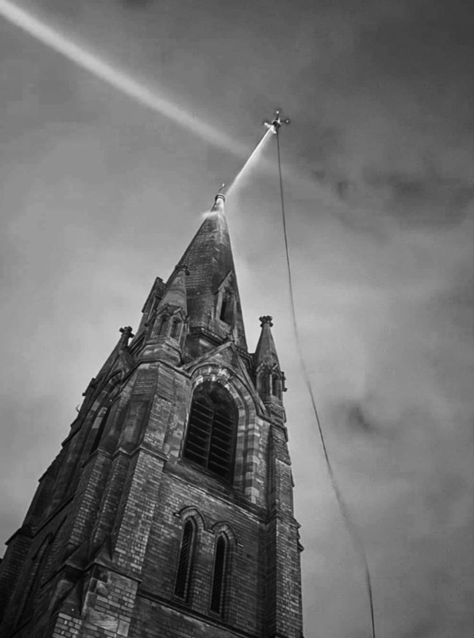 Apellix drone cleaning church steeple