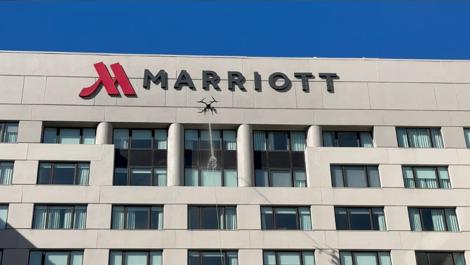 Apellix drone cleaning Marriott hotel facade